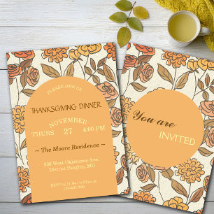 Erntedank Friendsgiving Dinner Florals Custom Einladung