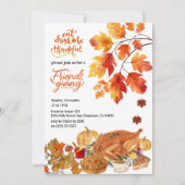 Erntedank Friendsgiving Dinner Herbst Türkei Einladung (Vorderseite)