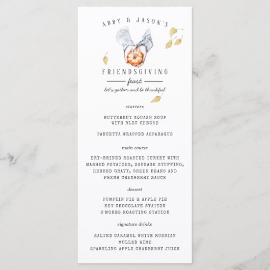 Erntedank Friendsgiving Dinner Menu Menükarte (Vorderseite)