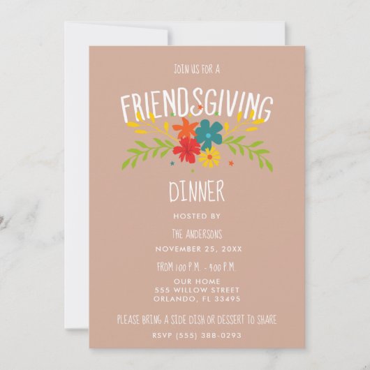 Erntedank Friendsgiving Dinner Party Einladung (Vorderseite)