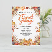 Erntedank Friendsgiving Dinner Pumpkin Blume Einladung (Stehend Vorderseite)