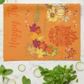Erntedank Friendsgiving Herbst auf Orange | Geschirrtuch (Gefaltet)