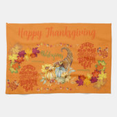 Erntedank Friendsgiving Herbst auf Orange | Geschirrtuch (Horizontal)