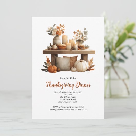 Erntedank Friendsgiving Herbst Herbstessen Einladung (Stehend Vorderseite)