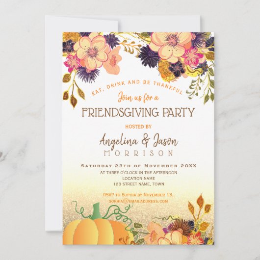 Erntedank Friendsgiving Party Einladung (Vorderseite)