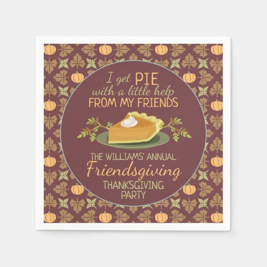 Erntedank Friendsgiving Party Pumpkin Pie Spaß Serviette (Vorderseite)