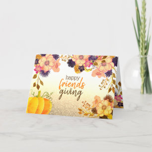 Erntedank Friendsgiving Pumpkin & Blume Feiertagskarte