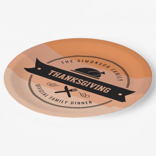 Erntedank Funny Türkei Personalisiert Pappteller (Schrägansicht)