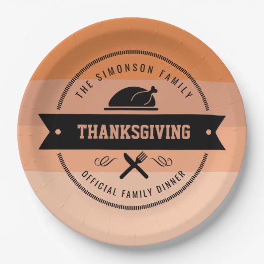 Erntedank Funny Türkei Personalisiert Pappteller (Vorderseite)