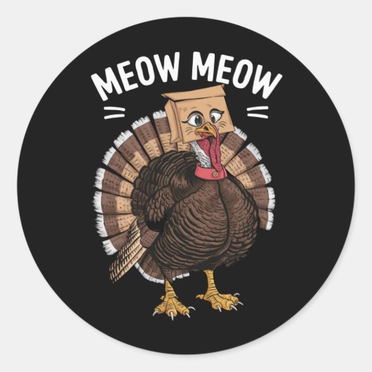 Erntedank Funny Turkey Chat Meow Fall Runder Aufkleber (Vorderseite)
