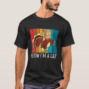 Erntedank Funny Turkey Fake Kat Retro Meow T-Shirt