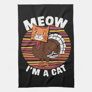 Erntedank Funny Turkey Fake Katzenreklame Geschirrtuch