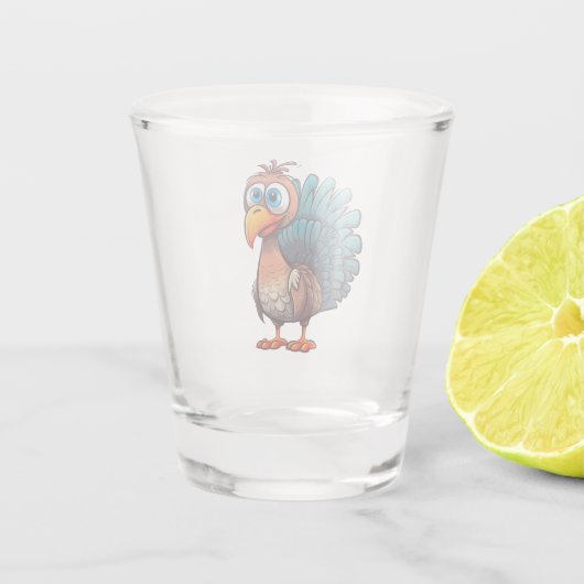 Erntedank Funny Turkey Shot Glass Schnapsglas (Rückseite)