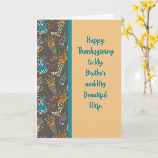 Erntedank für Brother & Ehefrau Tan & Brown Karte (Gelbe Blume)