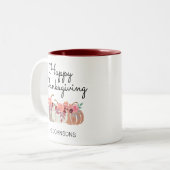Erntedank für den Familiennamen "Floral Pumpkins" Zweifarbige Tasse (Vorderseite Links)