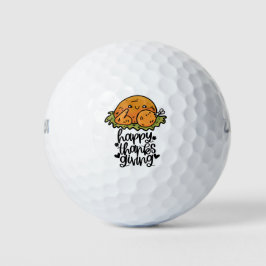 Erntedank für Golfer mit Niedlichem Truthahn Golfball