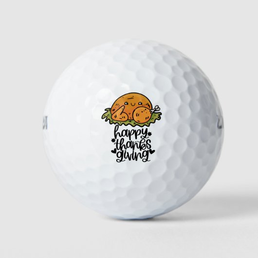 Erntedank für Golfer mit Niedlichem Truthahn Golfball (Vorderseite)