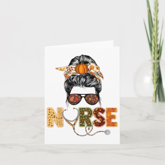 Erntedank für Herbstfallen Stethocope Scrub Rn Karte (Vorderseite)