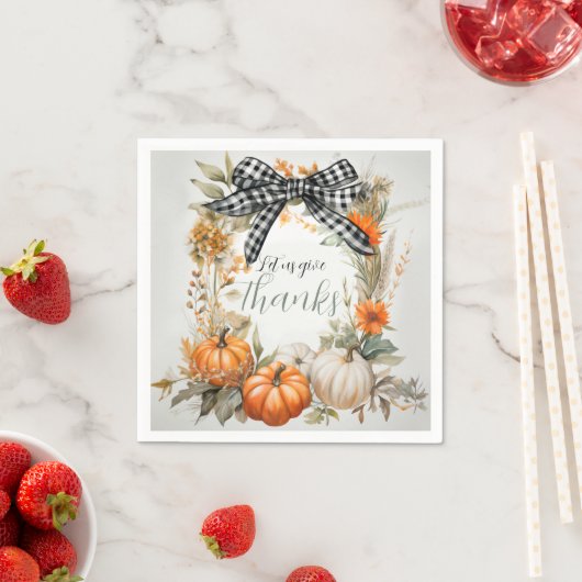 Erntedank für Karierte Bow in Schwarz und Weiß Serviette (Beispiel)