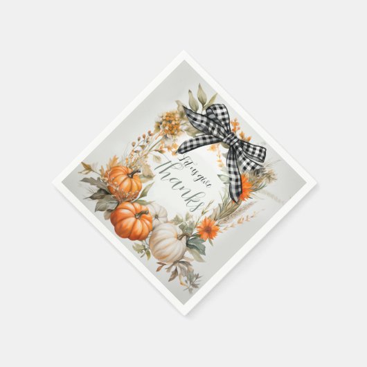 Erntedank für Karierte Bow in Schwarz und Weiß Serviette (Ecke)