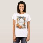 Erntedank für Karierte Bow in Schwarz und Weiß T-Shirt (Vorne ganz)