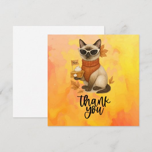 Erntedank für Katzen-Liebhaber mit Kürbiskuchen Dankeskarte (Vorne/Hinten)