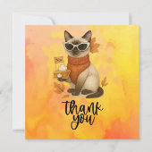 Erntedank für Katzen-Liebhaber mit Kürbiskuchen Dankeskarte (Vorderseite)