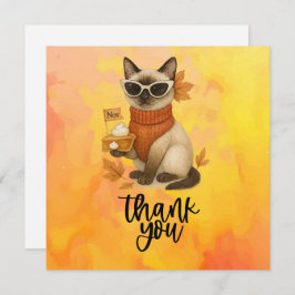 Erntedank für Katzen-Liebhaber mit Kürbiskuchen Dankeskarte