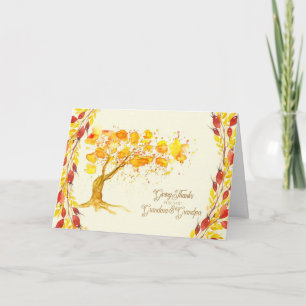 Erntedank für Oma und Großvater Herbstbaum Feiertagskarte