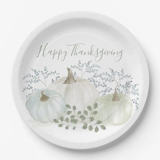 Erntedank für Wasserfarbenkürbis Pappteller (Vorderseite)