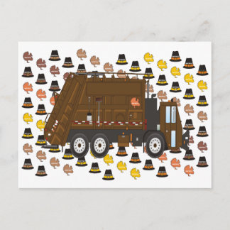 Erntedank Garbage Truck November Feiertagspostkarte