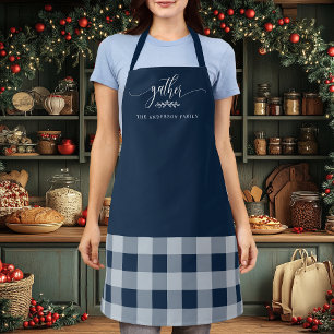 Erntedank Gather Fall Navy & White Kariert Schürze