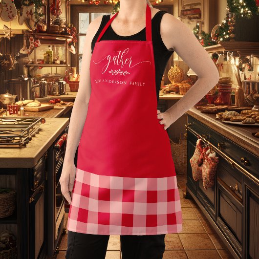 Erntedank Gather Fall Red & White Kariert Schürze