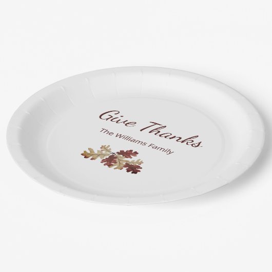 Erntedank geben Dank Fall Foliage Tischdekoration Pappteller (Schrägansicht)