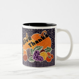 Erntedank-"geben Sie Dank-" Kaffee-Tasse Zweifarbige Tasse