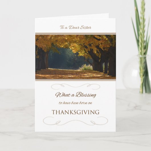 Erntedank Geburtstag für Schwester Feiertagskarte (Vorderseite)