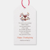 Erntedank Gedicht Land Rustikale Herbstblätter Geschenkanhänger (Rückseite)