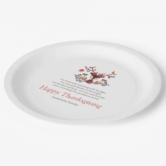 Erntedank Gedicht Land Rustikale Herbstblätter Pappteller (Schrägansicht)