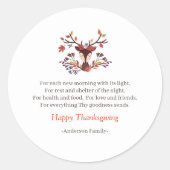 Erntedank Gedicht Land Rustikale Herbstblätter Runder Aufkleber (Vorderseite)