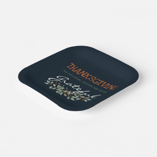 Erntedank | Gefühl Dankbarkeit Moderner Eukalyptus Pappteller (Gewinkelt)