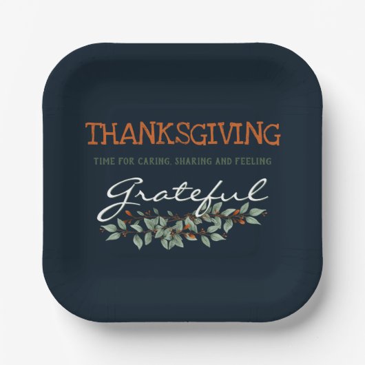 Erntedank | Gefühl Dankbarkeit Moderner Eukalyptus Pappteller (Vorderseite)