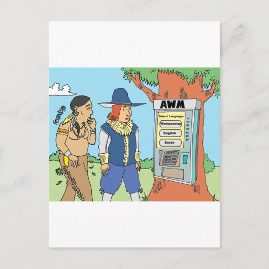 ERNTEDANK/Geldautomat/FINANZIELL/BANKER-Geschenke Feiertagspostkarte (Vorderseite)