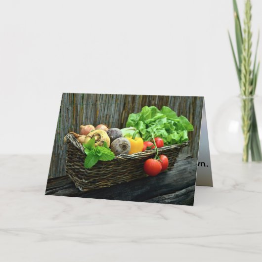 Erntedank Gemüseernte im Korb Feiertagskarte (Vorderseite)