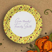 Erntedank Gemüsemuster gelb Brauch Pappteller