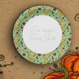 Erntedank Gemüsemuster grüne Gewohnheit Pappteller