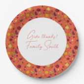 Erntedank Gemüsemuster Orange Pappteller (Vorderseite)