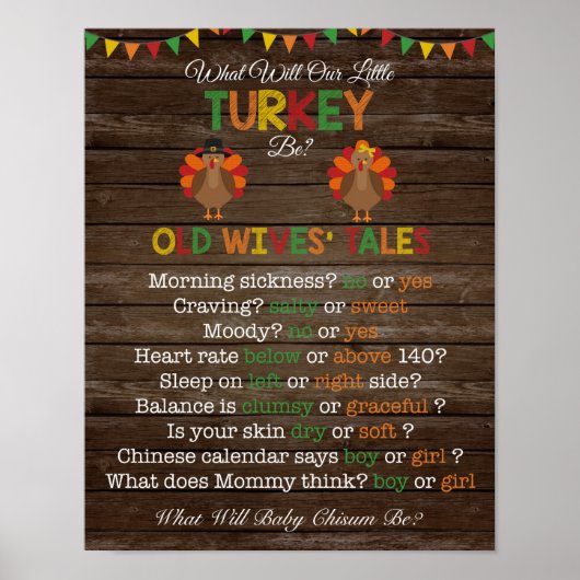 Erntedank Gender Reveal Alte Ehefrauen Tales Poste Poster (Vorne)