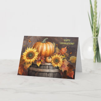 Erntedank General mit Sonnenblumen Fall Foliage Feiertagskarte