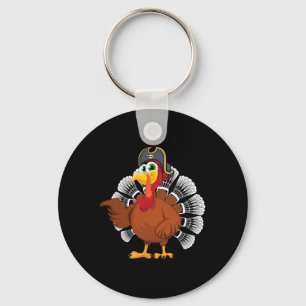 Erntedank Geschenk für Badminton Fan Turkey Pirate Schlüsselanhänger