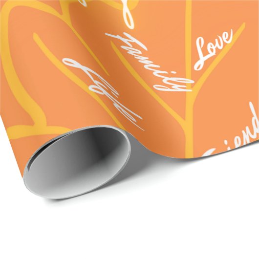 Erntedank Geschenkpackung 04- Leaf - Orange Geschenkpapier (Rolleneckpunkt)